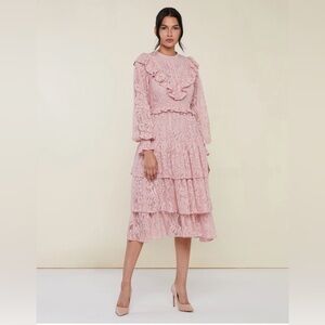 Rachel Parcell Long Sleeve Ruffle Midi Dress